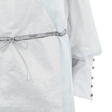 Mixed Drawstring Dress long chiffon metallic beige white ping grey gray front close-up image photo picture
