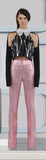 Pink Bell Trouser pants slacks bottoms shiny metallic model image photo picture