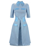 Prize Dress long mid-sleeve blue metallic front view image photo picture