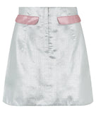 Mini Skirt silver pink plaid metallic image photo picture