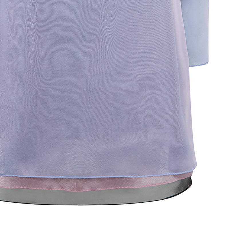 Sided Chiffon Dress long layered asymetrical blue pink grey gray front close-up image photo picture