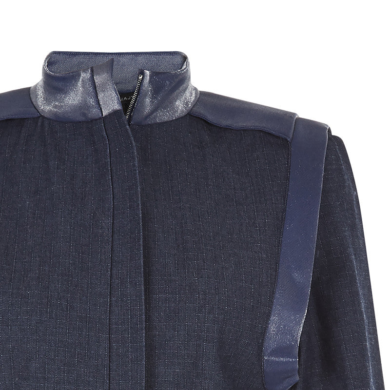 Purser Jacket coat outerwear blue denim front close-up image photo picture