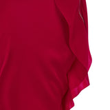 Red Flutter Skirt long asymmetrical stretch satinflutter front close-up image photo picture 