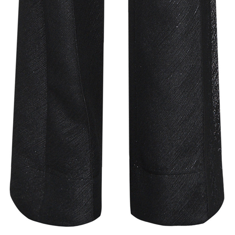 Black Sparkle Trouser pant pants slacks high waisted texture front close-up image photo picture
