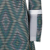 Diamond Weave Dress pattern blue grey gray green white black mesh long sleeve front close-up image photo picture