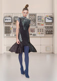 Black Shiny Dive Dress sleeve cap sequin eveningwear model image photo picture