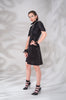 Dark Ruche Dress short sleeve black texture stretch sequin model image photo picture