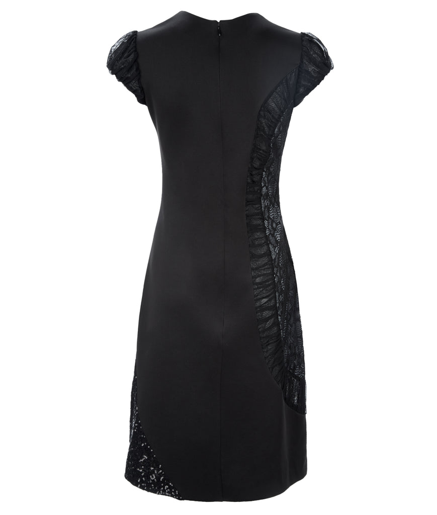 Dark Side Curve Dress black ruche lace stretch cap sleeve back view image photo picture