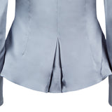 Corset Jacket godet dropped neckline grey gray stretch satin back close-up image photo picture