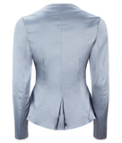 Corset Jacket godet dropped neckline grey gray stretch satin back image photo picture