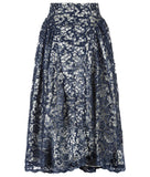 Dark Sahara Skirt long gathered swing navy blue sparkle lace back image photo picture
