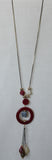 Red Ring Necklace red circle, blue stone multiple beads beige red gold image photo picture