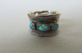 Three stone ring irregular cut turquoise colour image photo picture