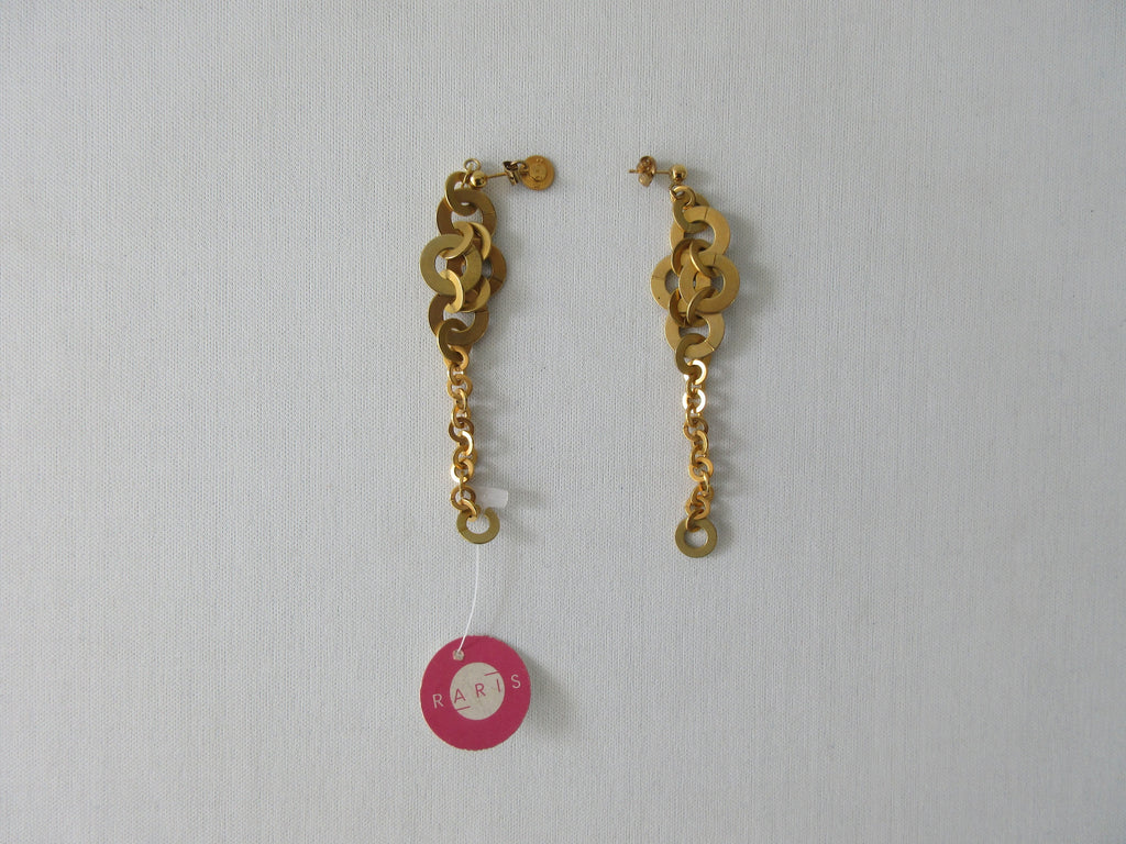 Rari's Gold Colour Rings, Earrings Multi-sized gold colour rings, metal unknown, Length 7.5cm each