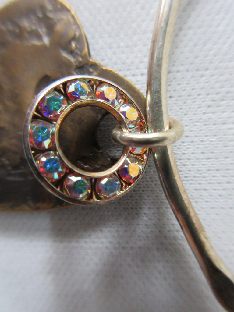 Karyn Chopik Brass Heart Bracelet with mini stone star ring, Sterling Silver with Antiquated Brass, Size M -6.5cm inside diameter Size L -6.8cm inside diameter, Made in Canada