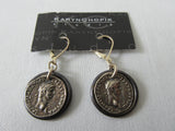 Karyn Chopik Roman Coin in Ring Earring. Item Number E1158. Sterlng Silver & Copper. 25g approximate weight, Made in Canada