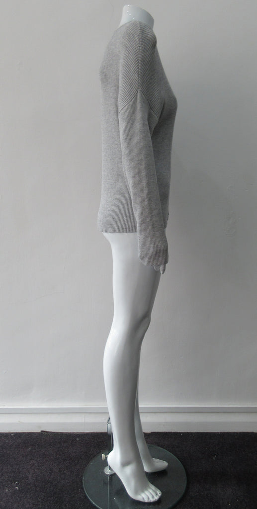 Line Grey Cable Knit Jumper, Soft cable knit jumper with extra wide neck , CB Length 59cm, Sleeve Length from neck 82cm,  400g approximate weight,  65% Cotton, 25% Cupro, 10% Merino Wool, Dry Clean Only, Made in China