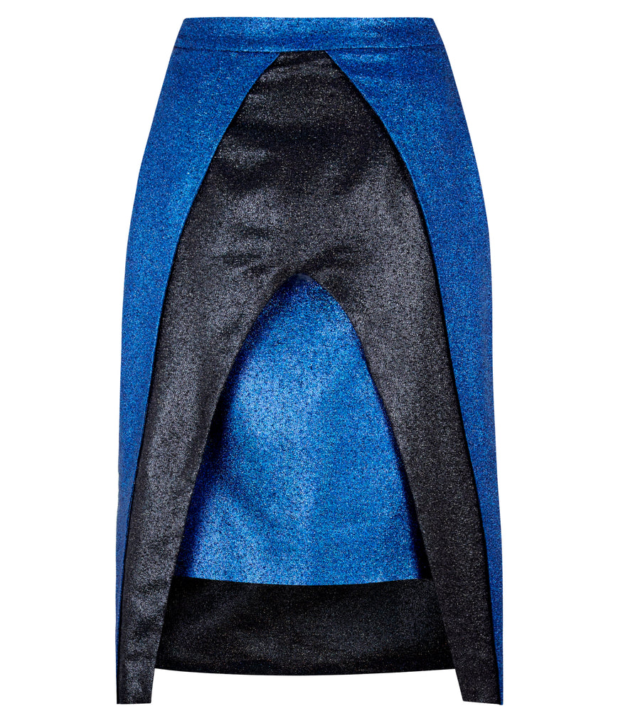 Sparkle Open Skirt front view blue black image photo picture