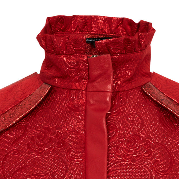 Rouge Jacket crop texture jacquard red close-up image photo picture