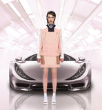 Pique top blouse pink beige black model image photo picture